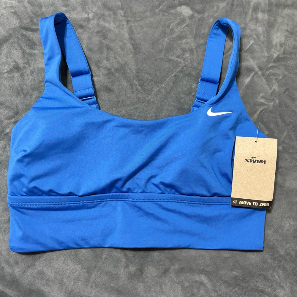 🍎NWT Nike Women Essential Scoop Neck Midkini Hyper Royal - Picture 4 of 7